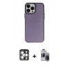 MARSİLYAN™- iPhone 15 Pro Max Kılıf Ahenk Çizgi Prime - Siyah Vanessa Magic Hayalet Cam + PVD Metal Kamera Lens - GS