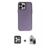 MARSİLYAN™- iPhone 15 Pro Max Kılıf Ahenk Çizgi Prime - Siyah Vanessa Magic Hayalet Cam + PVD Metal Kamera Lens - GI