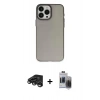 MARSİLYAN™- iPhone 15 Pro Max Kılıf Ahenk Çizgi Prime - Siyah Vanessa Magic Hayalet Cam + Raze Metal Kamera Lens - TMGI