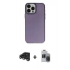 MARSİLYAN™- iPhone 15 Pro Max Kılıf Ahenk Çizgi Prime - Siyah Vanessa Magic Hayalet Cam + Raze Metal Kamera Lens - TMGI