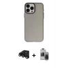 MARSİLYAN™- iPhone 15 Pro Max Kılıf Ahenk Çizgi Prime - Siyah Vanessa Magic Hayalet Cam + Raze Metal Kamera Lens - SH
