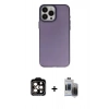 MARSİLYAN™- iPhone 15 Pro Max Kılıf Ahenk Çizgi Prime - Siyah Vanessa Magic Hayalet Cam + PVD Metal Kamera Lens - TU