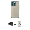 MARSİLYAN™- iPhone 15 Pro Max Kılıf Ahenk Çizgi Serisi - Şeffaf Pasifik Cam Ekran Koruyucu + Raze Metal Kamera Lens - LT