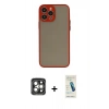 MARSİLYAN™- iPhone 15 Pro Max Kılıf Ahenk Çizgi Serisi - Şeffaf Pasifik Cam Ekran Koruyucu + PVD Metal Kamera Lens - GI