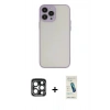 MARSİLYAN™- iPhone 15 Pro Max Kılıf Ahenk Çizgi Serisi - Şeffaf Pasifik Cam Ekran Koruyucu + PVD Metal Kamera Lens - LT