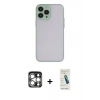 MARSİLYAN™- iPhone 15 Pro Max Kılıf Ahenk Çizgi Serisi - Şeffaf Pasifik Cam Ekran Koruyucu + PVD Metal Kamera Lens - GS