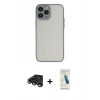 MARSİLYAN™- iPhone 15 Pro Max Kılıf Ahenk Çizgi Serisi - Şeffaf Pasifik Cam Ekran Koruyucu + Raze Metal Kamera Lens - TMGI
