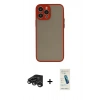 MARSİLYAN™- iPhone 15 Pro Max Kılıf Ahenk Çizgi Serisi - Şeffaf Pasifik Cam Ekran Koruyucu + Raze Metal Kamera Lens - TMGI