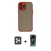 MARSİLYAN™- iPhone 15 Pro Max Kılıf Ahenk Çizgi Serisi - Siyah 360 Mat Full Body Arka Koruyucu + PVD Metal Kamera Lens - GI