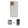 MARSİLYAN™- iPhone 15 Pro Max Kılıf Ahenk Çizgi Serisi - Siyah 360 Mat Full Body Arka Koruyucu + PVD Metal Kamera Lens - GS
