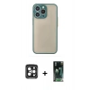 MARSİLYAN™- iPhone 15 Pro Max Kılıf Ahenk Çizgi Serisi - Siyah 360 Mat Full Body Arka Koruyucu + PVD Metal Kamera Lens - SH