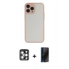 MARSİLYAN™- iPhone 15 Pro Max Kılıf Ahenk Çizgi Serisi - Siyah 3D Antistatik Hayalet Cam Ekran Koruyucu + PVD Metal Kamera Lens - LT