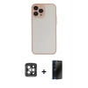 MARSİLYAN™- iPhone 15 Pro Max Kılıf Ahenk Çizgi Serisi - Siyah 3D Antistatik Hayalet Cam Ekran Koruyucu + PVD Metal Kamera Lens - GI