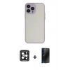 MARSİLYAN™- iPhone 15 Pro Max Kılıf Ahenk Çizgi Serisi - Siyah 3D Antistatik Hayalet Cam Ekran Koruyucu + PVD Metal Kamera Lens - SH