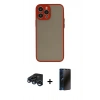 MARSİLYAN™- iPhone 15 Pro Max Kılıf Ahenk Çizgi Serisi - Siyah 3D Antistatik Hayalet Cam Ekran Koruyucu + Raze Metal Kamera Lens - LT