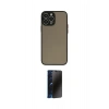 MARSİLYAN™- iPhone 15 Pro Max Kılıf Ahenk Çizgi Serisi - Siyah 3D Antistatik Hayalet Cam Ekran Koruyucu