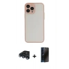 MARSİLYAN™- iPhone 15 Pro Max Kılıf Ahenk Çizgi Serisi - Siyah 3D Antistatik Hayalet Cam Ekran Koruyucu + Raze Metal Kamera Lens - LT