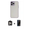MARSİLYAN™- iPhone 15 Pro Max Kılıf Ahenk Çizgi Serisi - Siyah 3D Antistatik Hayalet Cam Ekran Koruyucu + PVD Metal Kamera Lens - TU