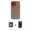 MARSİLYAN™- iPhone 15 Pro Max Kılıf Ahenk Çizgi Serisi - Siyah 3D Antistatik Hayalet Cam Ekran Koruyucu + PVD Metal Kamera Lens - TU