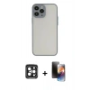 MARSİLYAN™- iPhone 15 Pro Max Kılıf Ahenk Çizgi Serisi - Siyah 3D Antistatik Mat Seramik Nano Ekran Koruyucu + PVD Metal Kamera Lens - SH