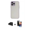MARSİLYAN™- iPhone 15 Pro Max Kılıf Ahenk Çizgi Serisi - Siyah 3D Antistatik Mat Seramik Nano Ekran Koruyucu + Raze Metal Kamera Lens - SH