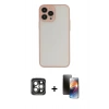 MARSİLYAN™- iPhone 15 Pro Max Kılıf Ahenk Çizgi Serisi - Siyah 3D Antistatik Mat Seramik Nano Ekran Koruyucu + PVD Metal Kamera Lens - GI