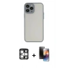 MARSİLYAN™- iPhone 15 Pro Max Kılıf Ahenk Çizgi Serisi - Siyah 3D Antistatik Mat Seramik Nano Ekran Koruyucu + PVD Metal Kamera Lens - GS
