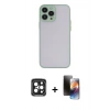 MARSİLYAN™- iPhone 15 Pro Max Kılıf Ahenk Çizgi Serisi - Siyah 3D Antistatik Mat Seramik Nano Ekran Koruyucu + PVD Metal Kamera Lens - SH
