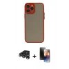 MARSİLYAN™- iPhone 15 Pro Max Kılıf Ahenk Çizgi Serisi - Siyah 3D Antistatik Mat Seramik Nano Ekran Koruyucu + Raze Metal Kamera Lens - GS