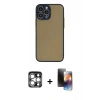 MARSİLYAN™- iPhone 15 Pro Max Kılıf Ahenk Çizgi Serisi - Siyah 3D Antistatik Mat Seramik Nano Ekran Koruyucu + PVD Metal Kamera Lens - GS