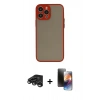 MARSİLYAN™- iPhone 15 Pro Max Kılıf Ahenk Çizgi Serisi - Siyah 3D Antistatik Mat Seramik Nano Ekran Koruyucu + Titanyum Gri Raze Metal Kamera Lens