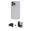 MARSİLYAN™- iPhone 15 Pro Max Kılıf Ahenk Çizgi Serisi - Siyah 3D Antistatik Mat Seramik Nano Ekran Koruyucu + Titanyum Gri Raze Metal Kamera Lens