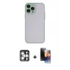 MARSİLYAN™- iPhone 15 Pro Max Kılıf Ahenk Çizgi Serisi - Siyah 3D Antistatik Mat Seramik Nano Ekran Koruyucu + PVD Metal Kamera Lens - GS