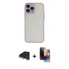 MARSİLYAN™- iPhone 15 Pro Max Kılıf Ahenk Çizgi Serisi - Siyah 3D Antistatik Mat Seramik Nano Ekran Koruyucu + Titanyum Gri Raze Metal Kamera Lens
