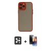 MARSİLYAN™- iPhone 15 Pro Max Kılıf Ahenk Çizgi Serisi - Siyah 3D Antistatik Mat Seramik Nano Ekran Koruyucu + PVD Metal Kamera Lens - SH