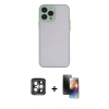 MARSİLYAN™- iPhone 15 Pro Max Kılıf Ahenk Çizgi Serisi - Siyah 3D Antistatik Mat Seramik Nano Ekran Koruyucu + PVD Metal Kamera Lens - GI