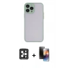 MARSİLYAN™- iPhone 15 Pro Max Kılıf Ahenk Çizgi Serisi - Siyah 3D Antistatik Mat Seramik Nano Ekran Koruyucu + PVD Metal Kamera Lens - SH