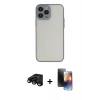 MARSİLYAN™- iPhone 15 Pro Max Kılıf Ahenk Çizgi Serisi - Siyah 3D Antistatik Mat Seramik Nano Ekran Koruyucu + Raze Metal Kamera Lens - SH