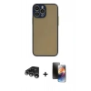 MARSİLYAN™- iPhone 15 Pro Max Kılıf Ahenk Çizgi Serisi - Siyah 3D Antistatik Mat Seramik Nano Ekran Koruyucu + Raze Metal Kamera Lens - GS