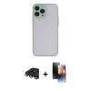 MARSİLYAN™- iPhone 15 Pro Max Kılıf Ahenk Çizgi Serisi - Siyah 3D Antistatik Mat Seramik Nano Ekran Koruyucu + Titanyum Gri Raze Metal Kamera Lens