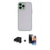 MARSİLYAN™- iPhone 15 Pro Max Kılıf Ahenk Çizgi Serisi - Siyah 3D Antistatik Mat Seramik Nano Ekran Koruyucu + Raze Metal Kamera Lens - SH