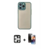 MARSİLYAN™- iPhone 15 Pro Max Kılıf Ahenk Çizgi Serisi - Siyah 3D Antistatik Mat Seramik Nano Ekran Koruyucu + PVD Metal Kamera Lens - GS