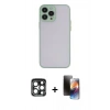 MARSİLYAN™- iPhone 15 Pro Max Kılıf Ahenk Çizgi Serisi - Siyah 3D Antistatik Mat Seramik Nano Ekran Koruyucu + PVD Metal Kamera Lens - LT