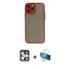 MARSİLYAN™- iPhone 15 Pro Max Kılıf Ahenk Çizgi Serisi - Siyah 3D Antistatik Seramik Nano Ekran Koruyucu + PVD Metal Kamera Lens - GS