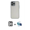 MARSİLYAN™- iPhone 15 Pro Max Kılıf Ahenk Çizgi Serisi - Siyah 3D Antistatik Seramik Nano Ekran Koruyucu + PVD Metal Kamera Lens - GS