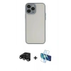 MARSİLYAN™- iPhone 15 Pro Max Kılıf Ahenk Çizgi Serisi - Siyah 3D Antistatik Seramik Nano Ekran Koruyucu + Raze Metal Kamera Lens - SH