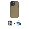 MARSİLYAN™- iPhone 15 Pro Max Kılıf Ahenk Çizgi Serisi - Siyah 3D Antistatik Seramik Nano Ekran Koruyucu + PVD Metal Kamera Lens - GS
