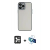 MARSİLYAN™- iPhone 15 Pro Max Kılıf Ahenk Çizgi Serisi - Siyah 3D Antistatik Seramik Nano Ekran Koruyucu + Gri PVD Metal Kamera Lens