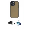 MARSİLYAN™- iPhone 15 Pro Max Kılıf Ahenk Çizgi Serisi - Siyah 3D Antistatik Seramik Nano Ekran Koruyucu + Raze Metal Kamera Lens - GS
