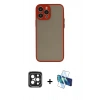 MARSİLYAN™- iPhone 15 Pro Max Kılıf Ahenk Çizgi Serisi - Siyah 3D Antistatik Seramik Nano Ekran Koruyucu + PVD Metal Kamera Lens - SH